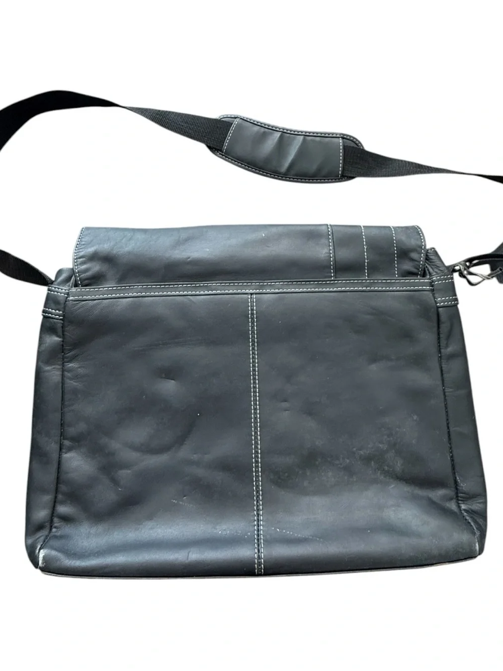 Men's Black Leather Messenger Bag - Kenneth Cole